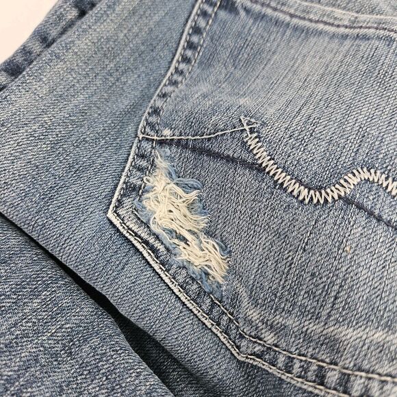 7 for all Mankind Denim Jeans Women's 30 Straight Distressed Med Wash Low USA - Picture 16 of 16